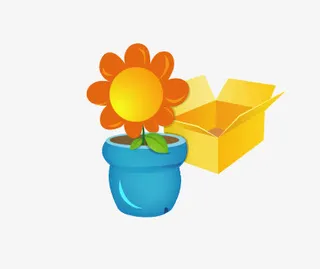 卡通彩色美丽花朵免抠