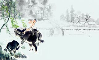 牧童水牛海报背景高清