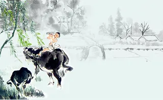 牧童水牛海报背景高清