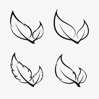 黑色手绘线条叶子免抠