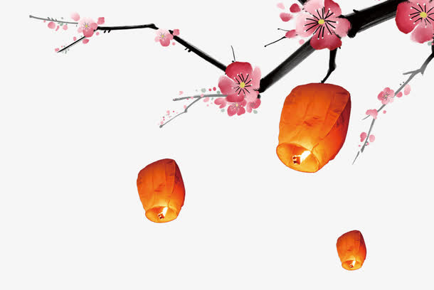 梅花和灯笼免抠