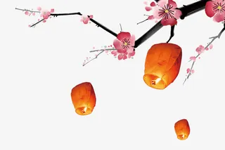 梅花和灯笼免抠