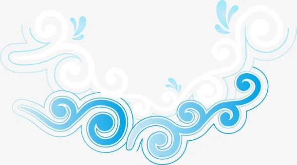 蓝色中国风藤蔓免抠
