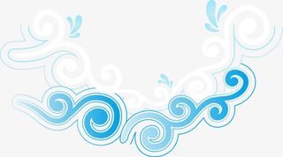 蓝色中国风藤蔓免抠