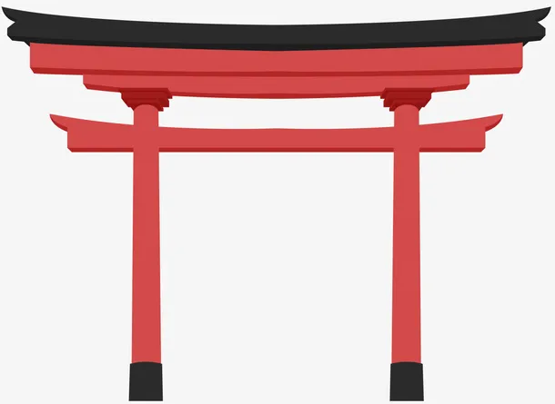 黑色屋顶矢量牌坊免抠
