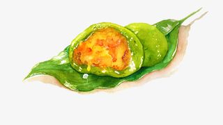 绿色美食青团解剖图插画免抠