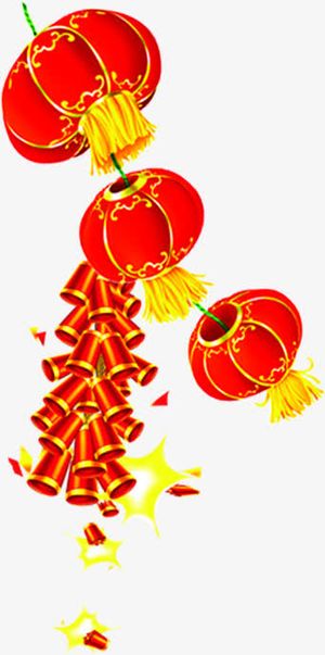 红色质感手绘中国灯笼免抠