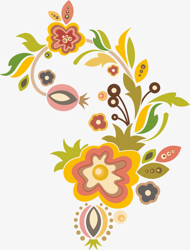 梦幻多彩花朵免抠