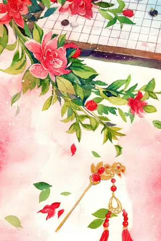 手绘红色漫画花朵免抠