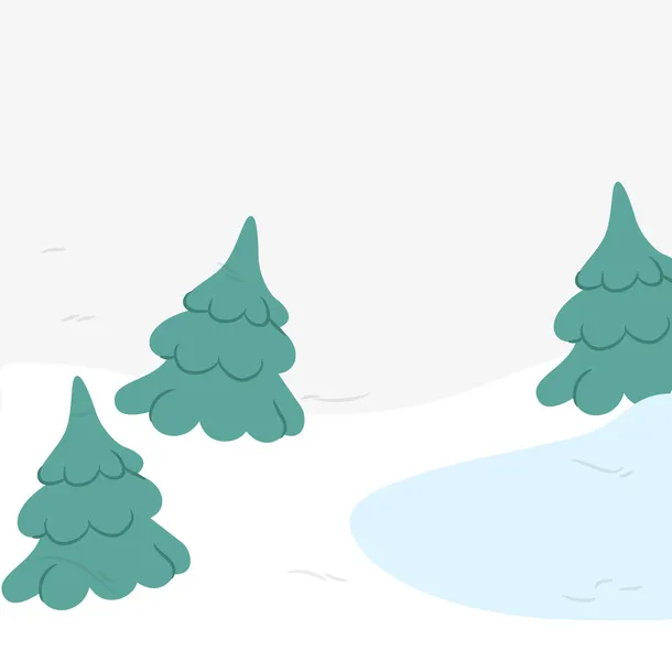 卡通冬季雪地风景免抠