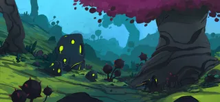 紫色大树黄色光效免抠