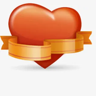 带飘带的红色爱心图标免抠