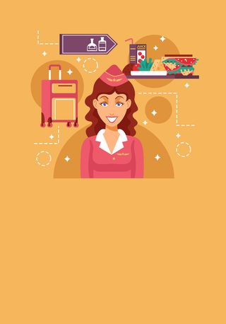 卡通人物机场海报服务流程背景高清