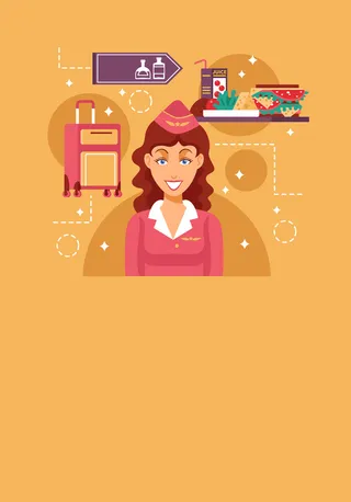 卡通人物机场海报服务流程背景高清