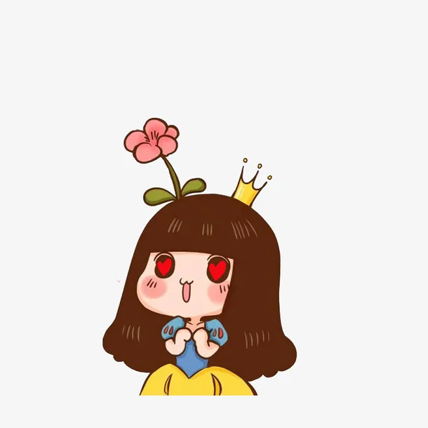 卡通公主崇拜眼冒爱心素材图免抠