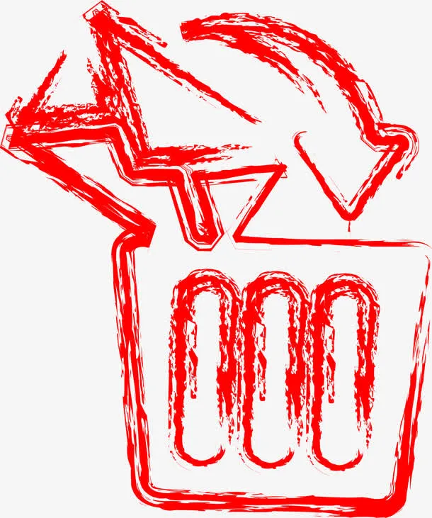 红色手绘箭头免抠