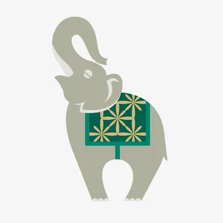 手绘卡通大象简图免抠