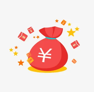 红色金币新年钱袋免抠