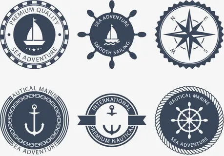 深蓝色海军徽章免抠