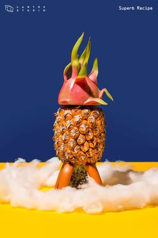 菠萝火龙果拼接海报背景