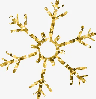 金色闪耀冬季雪花免抠
