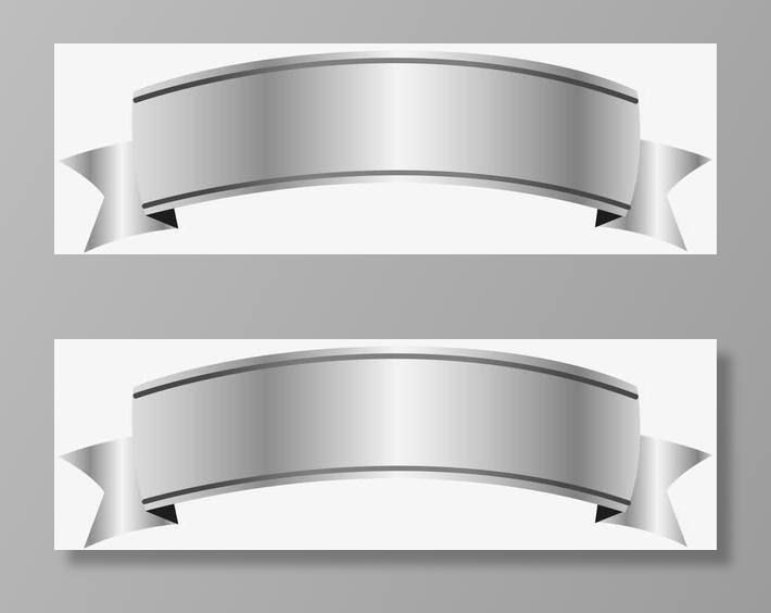 银色丝带横幅免抠