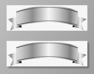 银色丝带横幅免抠