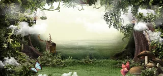 春天文艺景色渐变绿banner高清