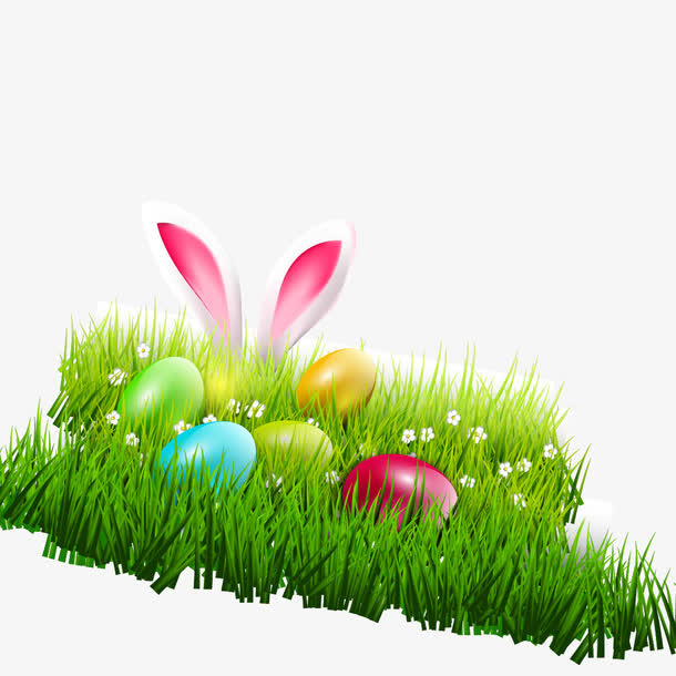 兔耳朵与彩蛋背景色矢量图