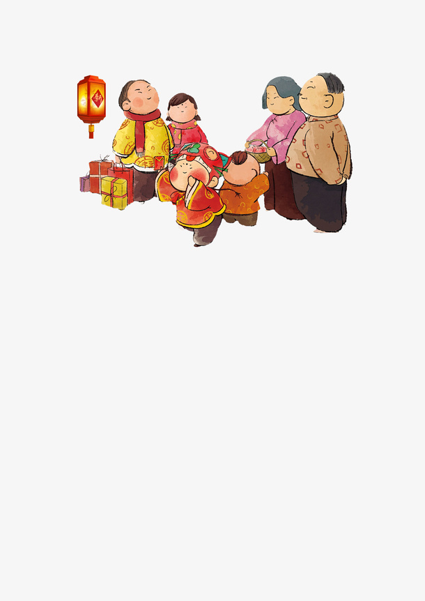 中国风家人守岁团年免抠