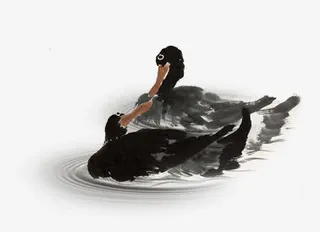 水墨鸭子免抠