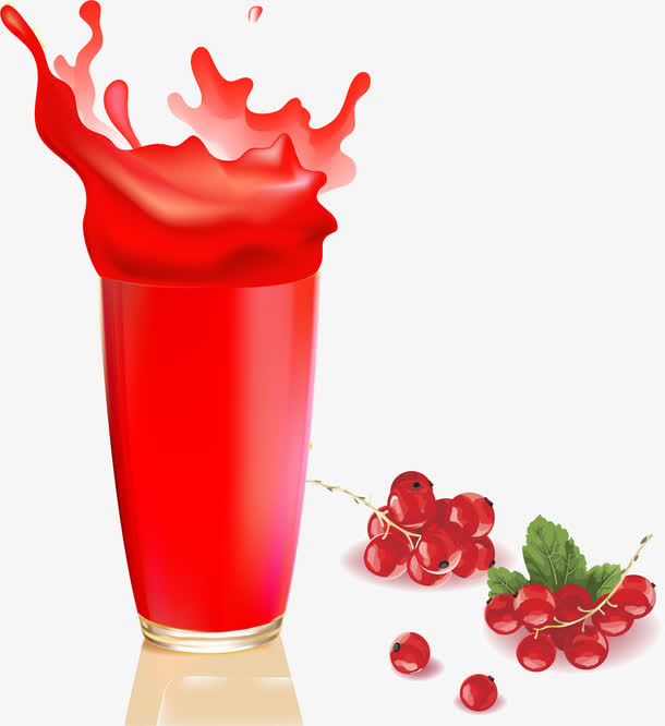 手绘红色果汁免抠