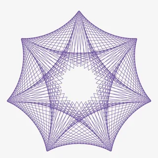 手绘紫色线条网纹防伪团花免抠