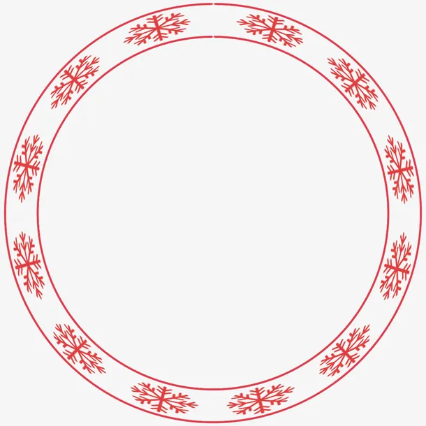 红色边框-雪花免抠