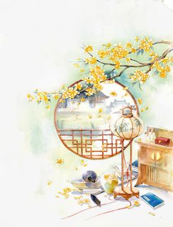 唯美古风手绘插画免抠