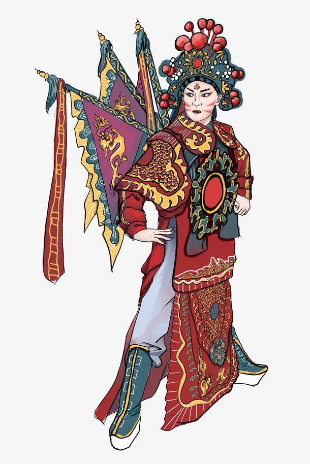 京剧插画分层插画免抠