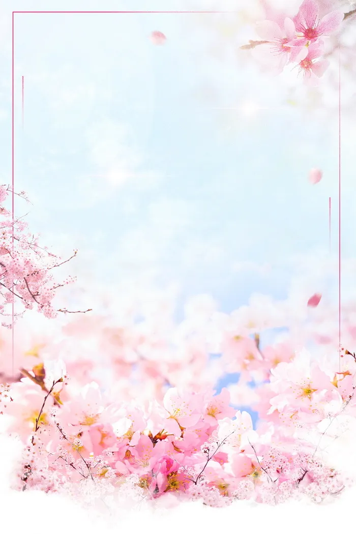 粉色小清新春季杏花背景素材高清文艺清新背景