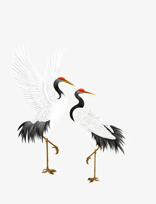 国潮水墨古风仙鹤免抠