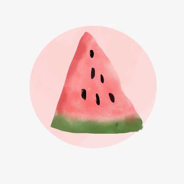 夏季水彩手绘西瓜ps图标免抠