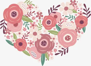 手绘玫瑰花爱心填充装饰免抠