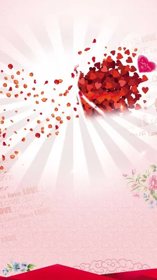 粉色浪漫玫瑰花瓣PSD分层H5背景素材高清