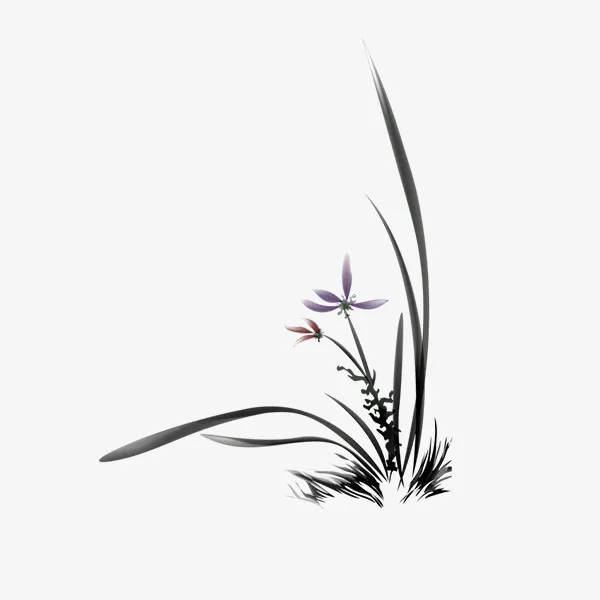 中国风水墨花草植物免抠