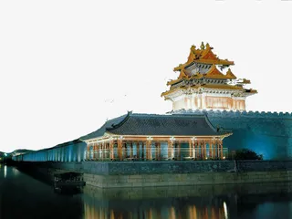 古代古典故宫角楼建筑元素免抠