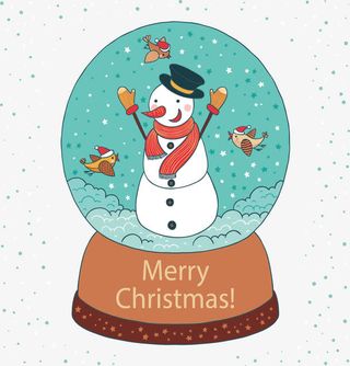 手绘可爱圣诞节水晶球免抠