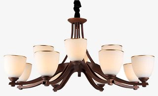 咖啡色美式风格吊灯免抠