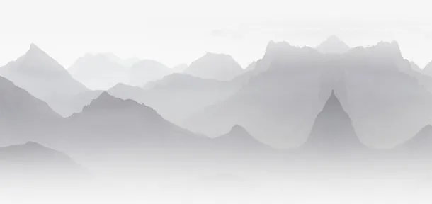 水墨透明群山免抠