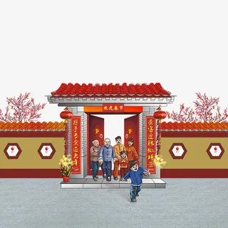 卡通家庭小孩大人免抠