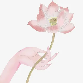 禅意手持莲花手势素材免抠