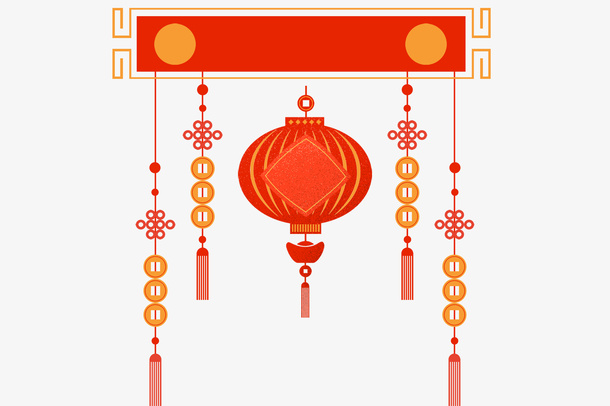 红色中国风灯笼挂饰免抠