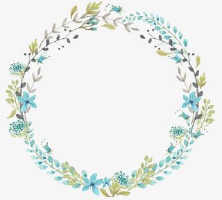 黄绿色的手绘美丽花环免抠